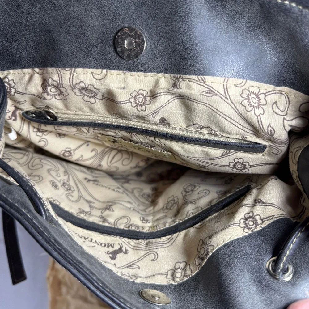 Montana West Womens Western Tooled Studded Backpack Purse Charcoal Gray Black